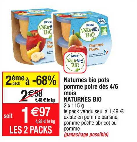 natures bio pots pomme poire des 4-6 mois natures bio