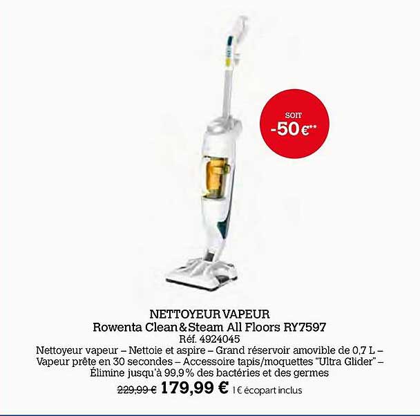 nettoyeur vapeur rowenta clean & steam all floors ry7597
