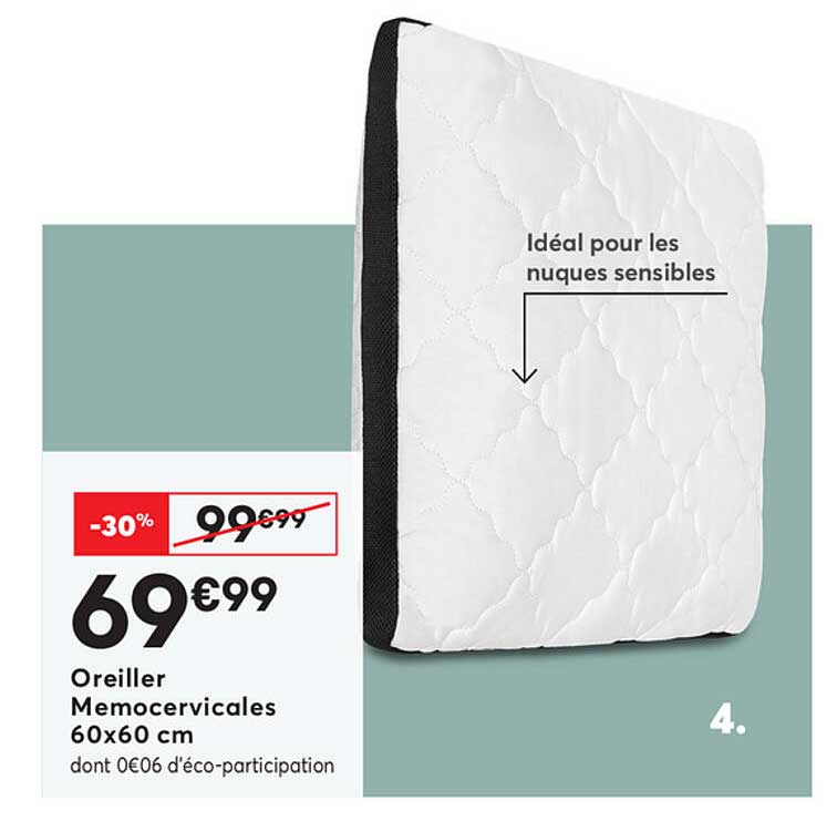 oreiller memocervicales 60x60 cm