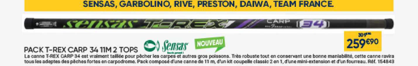 pack t-rex carp 34 11m 2 tops sensas