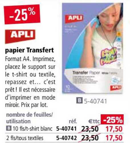 papier transfert apli