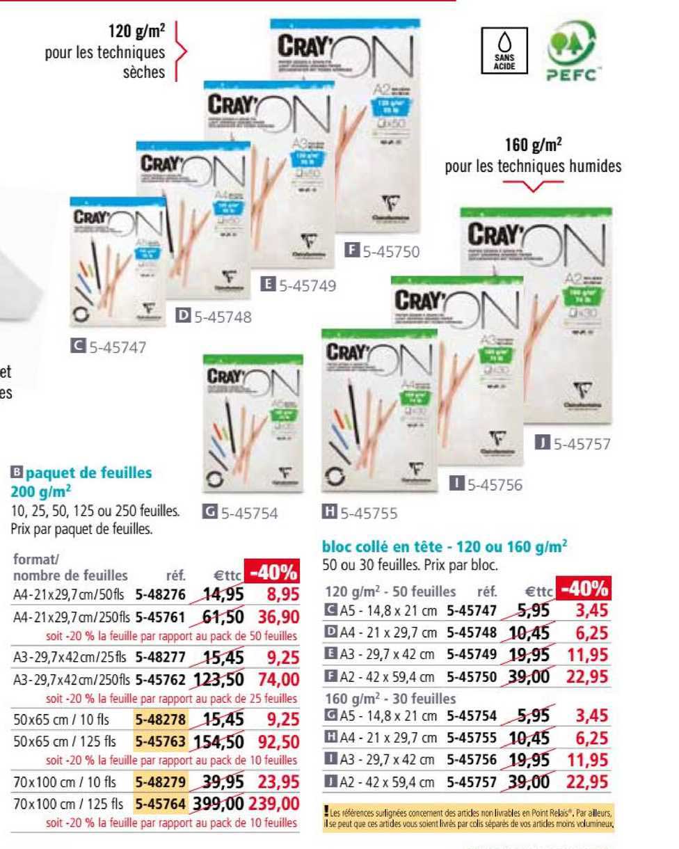 paquet de feuilles 200g-m2 bloc collé en tête 120 ou 160 g-m2