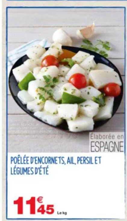 poêlée d'encornet ail persil et légumes d'été
