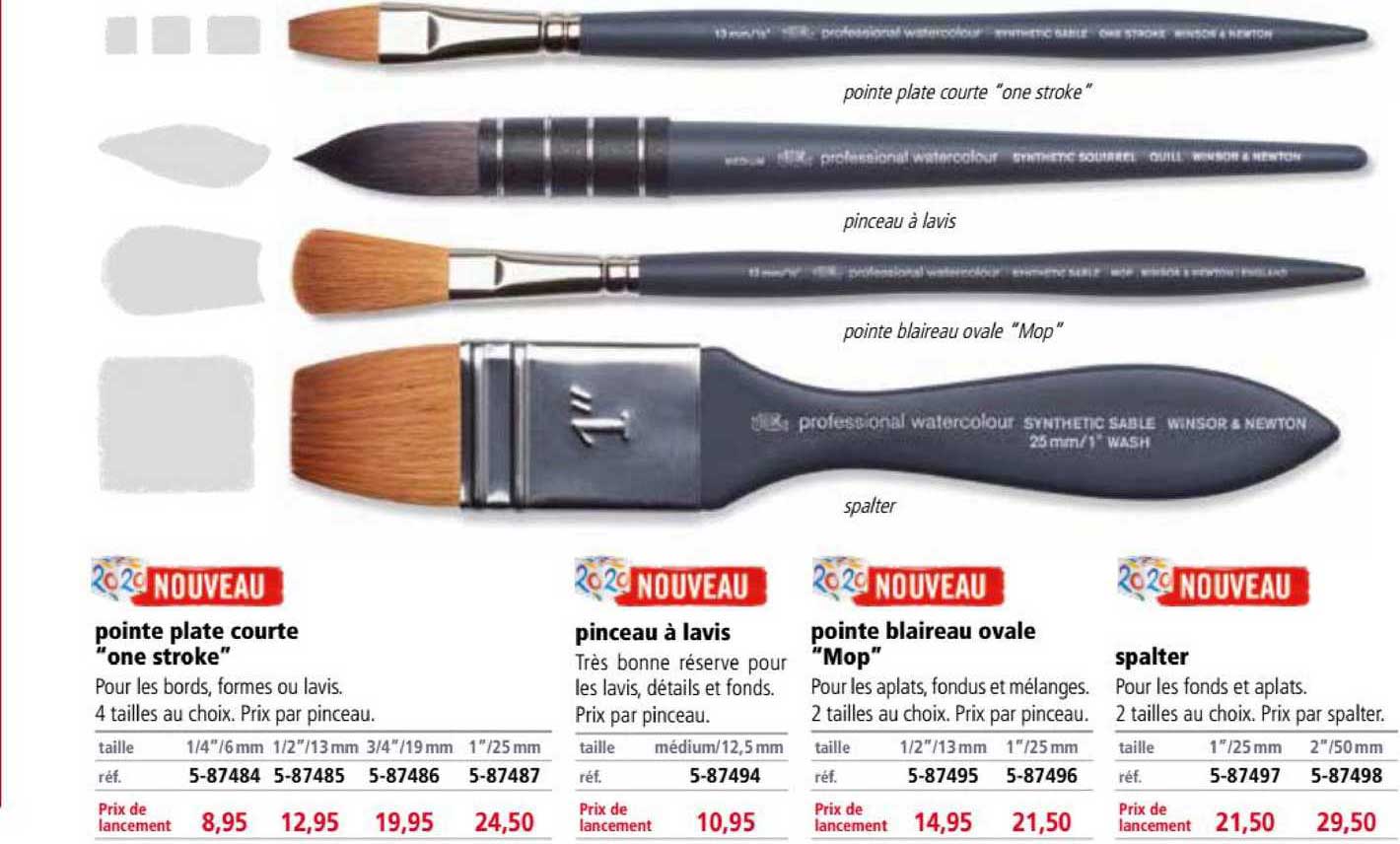 pointe plate courte "one stroke" pinceau à lavis pointe blaireau oval "mop" spalter