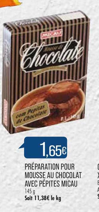 préparation pour mousse au chocolat avec pépites micau