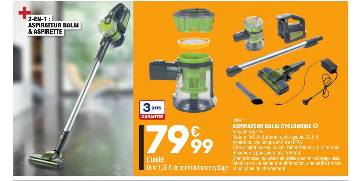 Quigg Aspirateur Balai Cyclonique