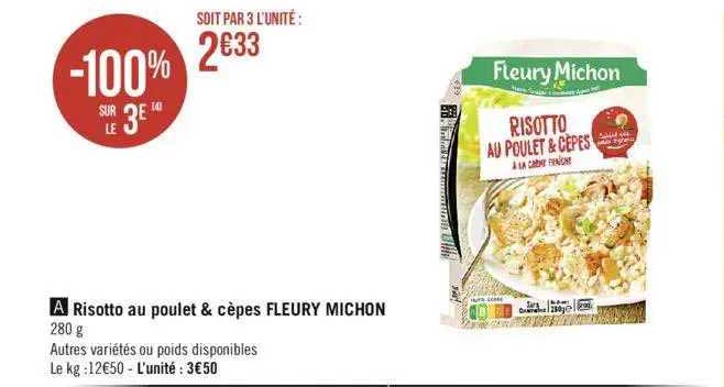 rosotto au poulet & cèpes fleury michon