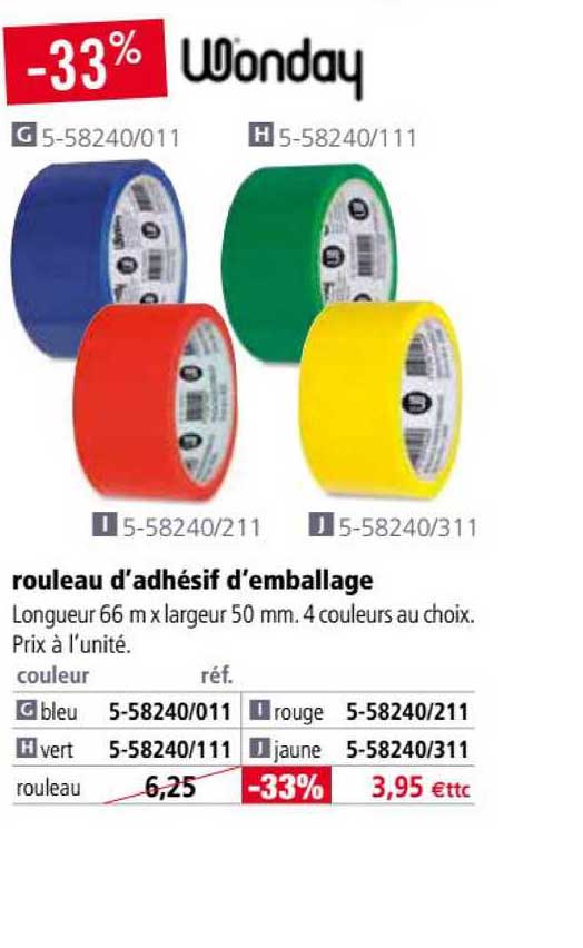 rouleau d'adhésif d'emballage wonday