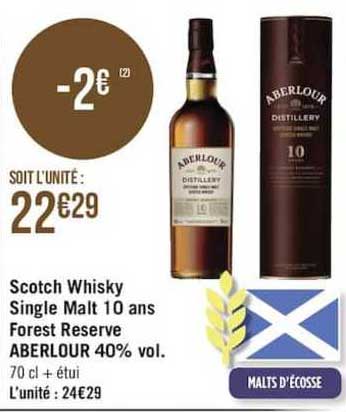 scotch whisky single malt 10 ans forest reserve aberlour 40% vol.