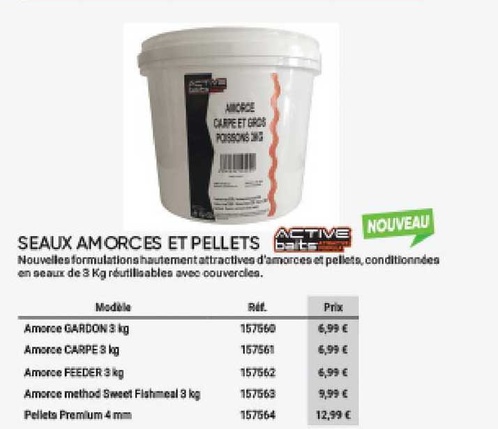 seaux amorces et pellets