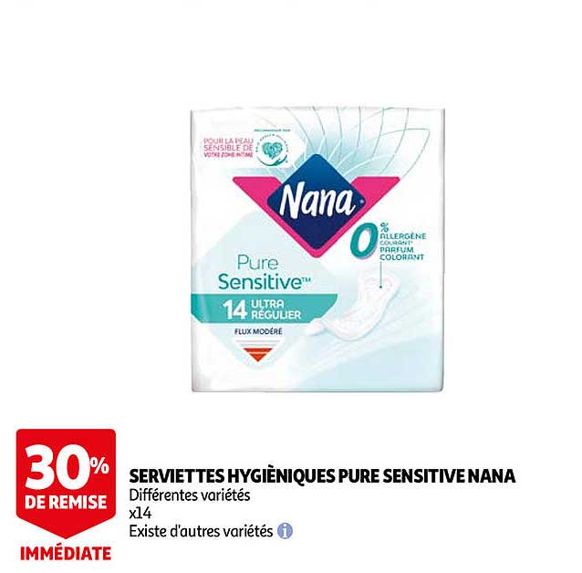 serviettes hygièniques pure sensitive nana