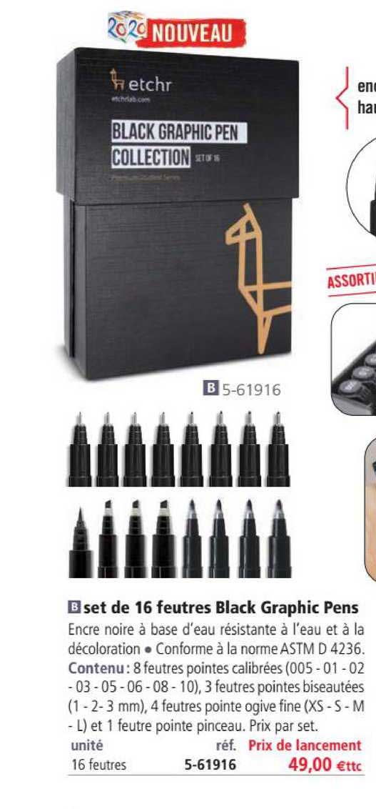 Set De 16 Feutres Black Graphic Pens