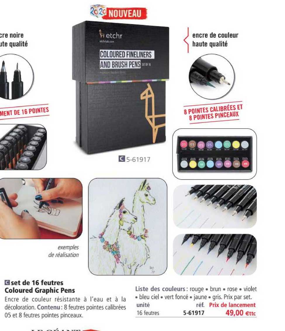 set de 16 feutres coloured graphic pens