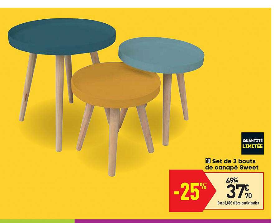 set de 3 bouts de canapé sweet