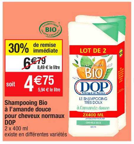 shampooing bio a l'amande douce pour cheveux normaux dop