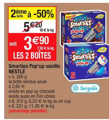 smarties pop'up vanille nestle