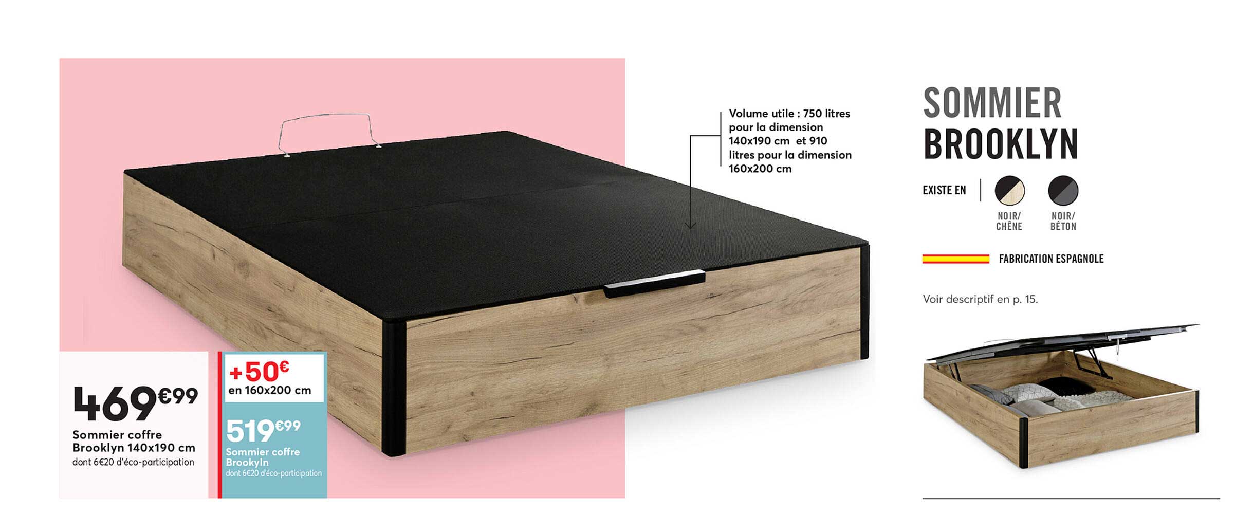 sommier coffre brooklyn 140x190 cm