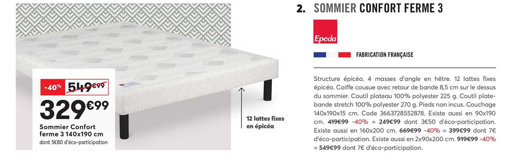 sommier confort ferme 3 140x190 cm