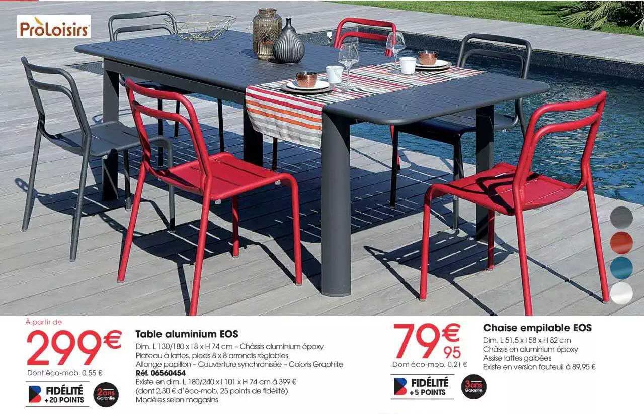 Table Aluminium Eos, Chaise Empilable Eos