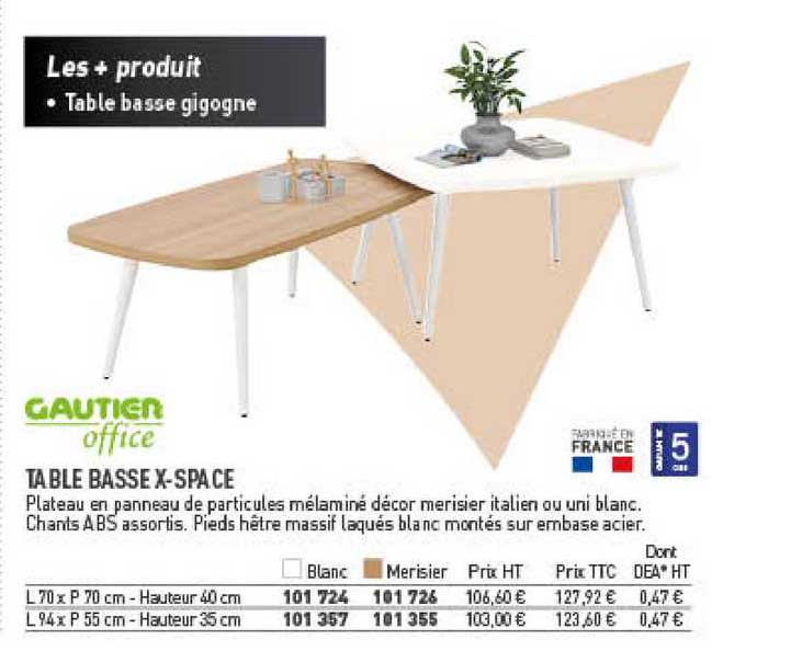 table basse x-space gautier office