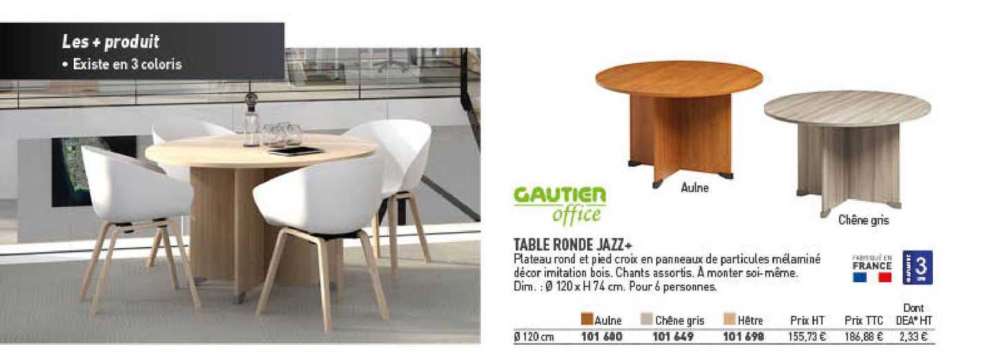 table ronde jazz+ gautier office