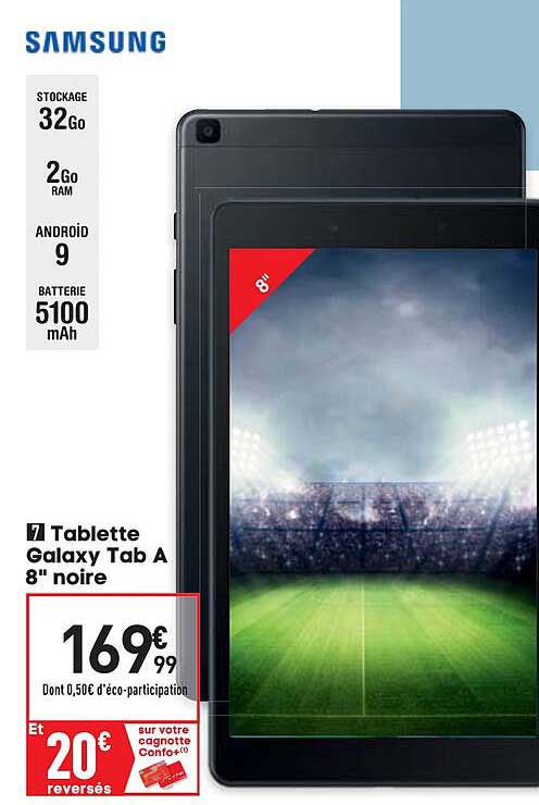 tablette galaxy tap a 8" noire samsung
