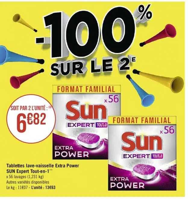 tablettes lave-vaisselle extra power sun expert tout-en-1