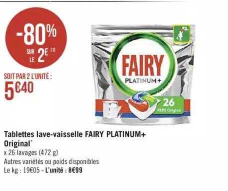 tablettes lave-vaisselle fairy platinum+ original