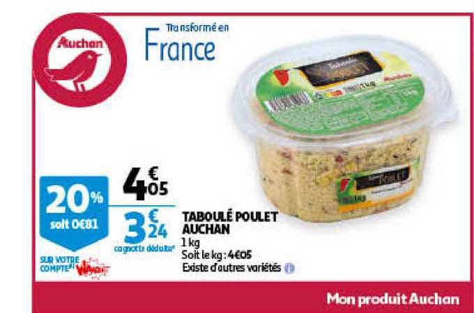 Taboulé Poulet Auchan