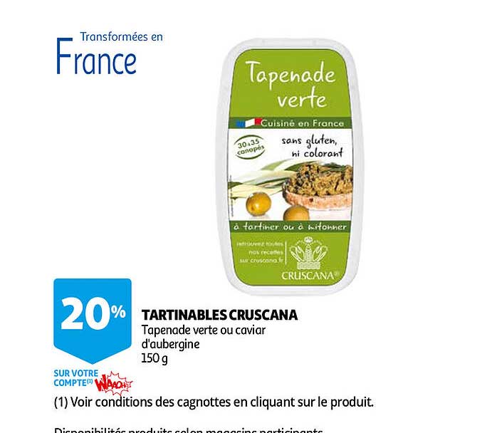 tartinables cruscana tapenade verte ou caviar d'aubergine