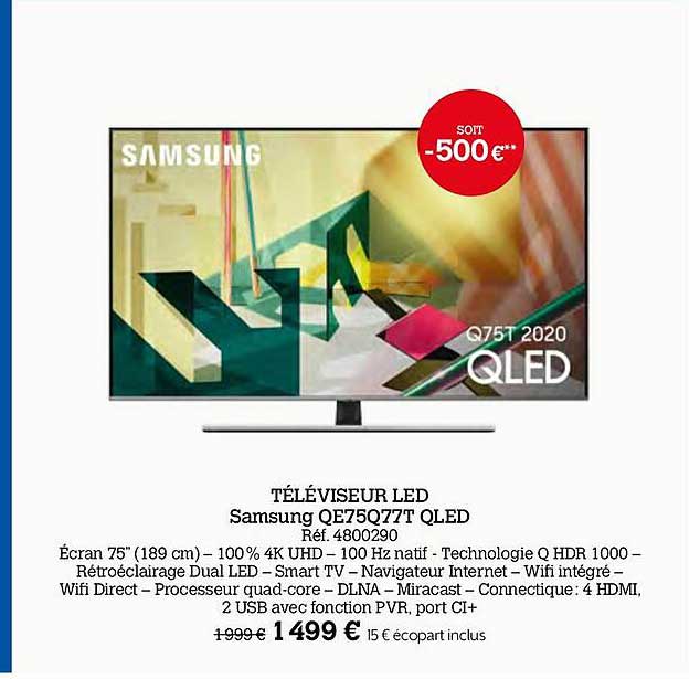 Téléviseur Led Samsung Qe75q77t Qled