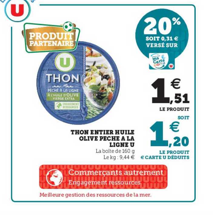 Thon Entier Huile Olive Pêche à La Ligne U