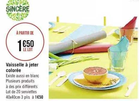 vaisselle à jeter colorée sincère