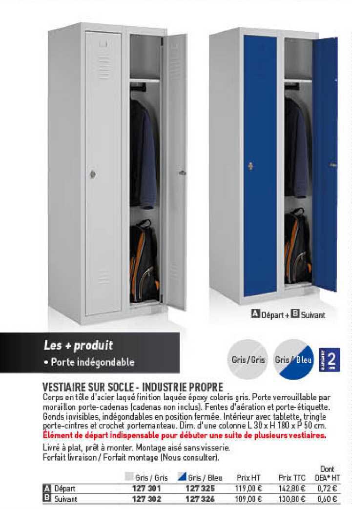 vestiaire sur socle - industrie propre