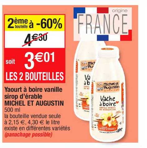 yaourt a boire vanille sirop d'erable michel et augustin