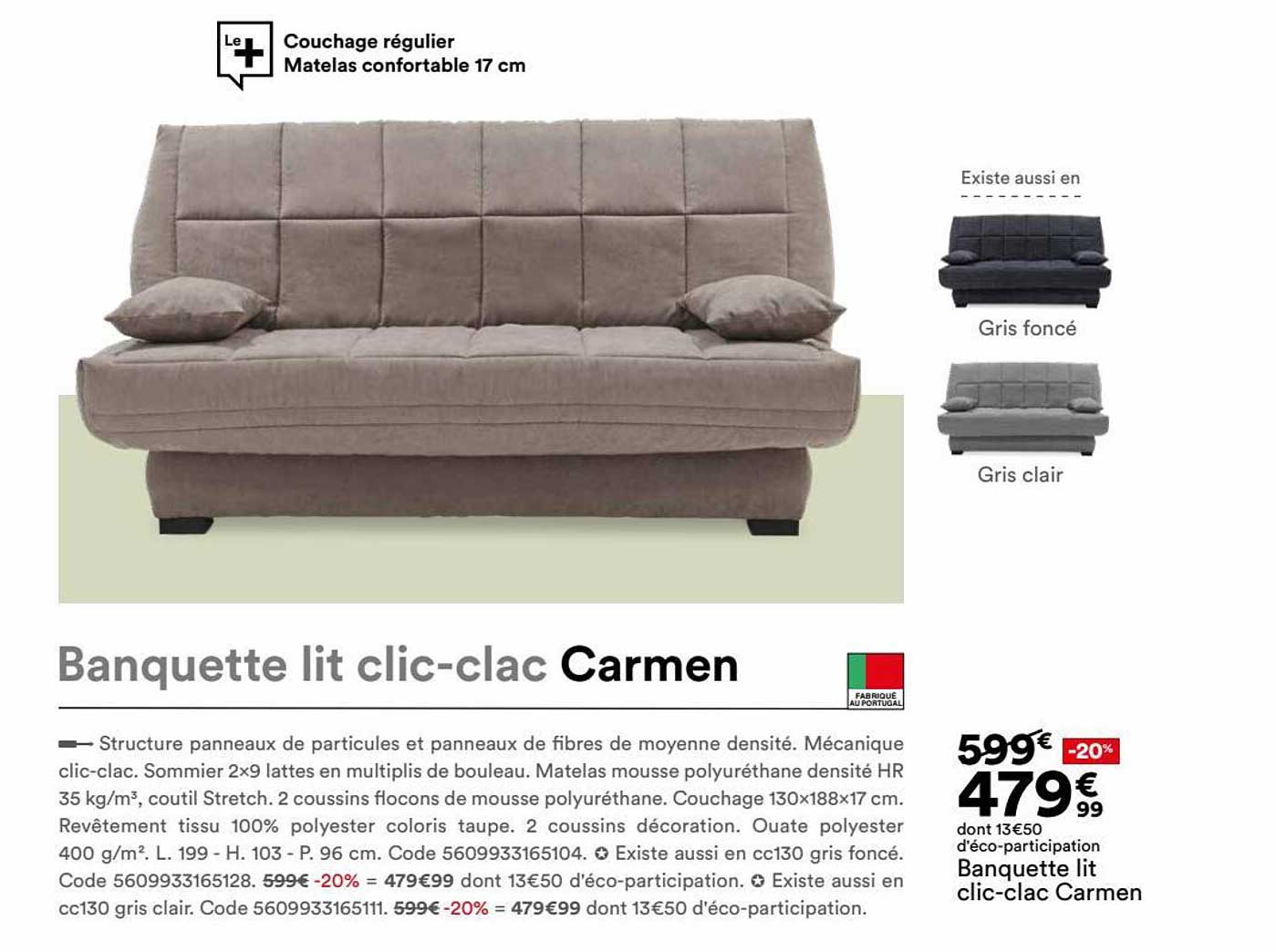 banquette lit clic-clac carmen