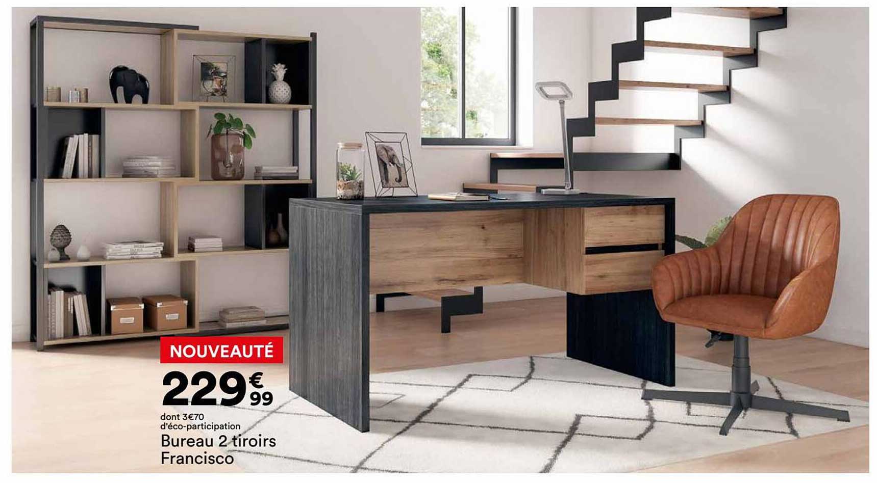 Bureau 2 Tiroirs Francisco