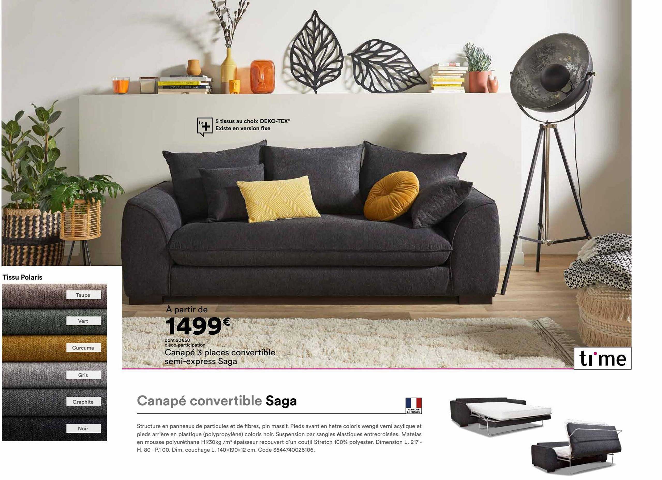 canapé 3 places semi-express saga