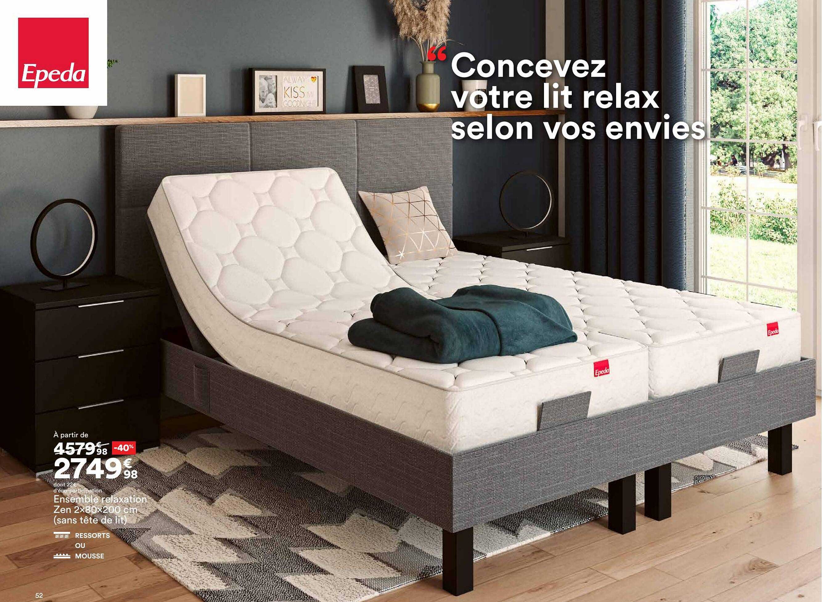 Ensemble Relaxation Zen 2 X 80 X 200 Cm (sans Tête De Lit) Epeda