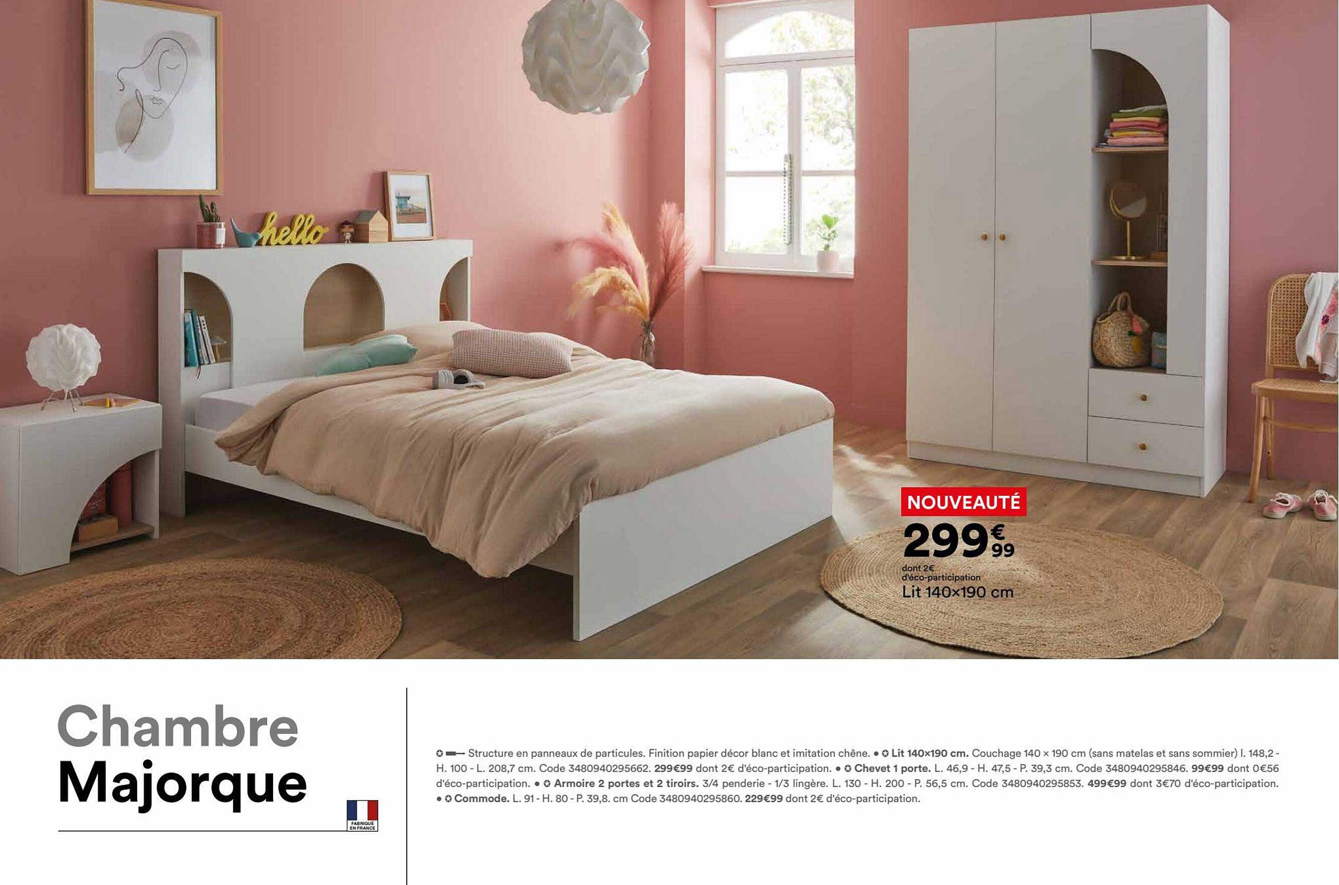 lit 140 x 190 cm majorque