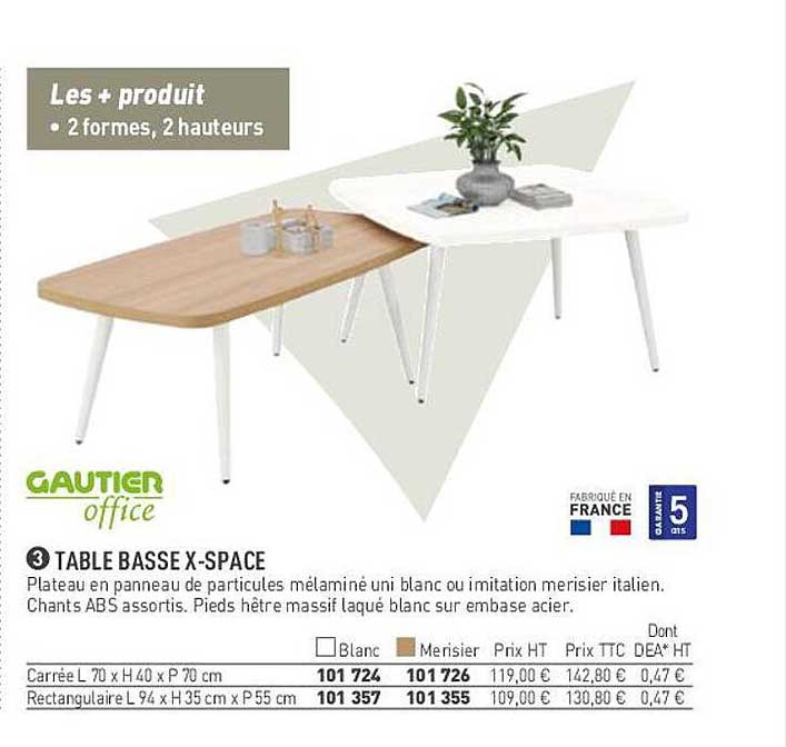 table basse x-space gautier office