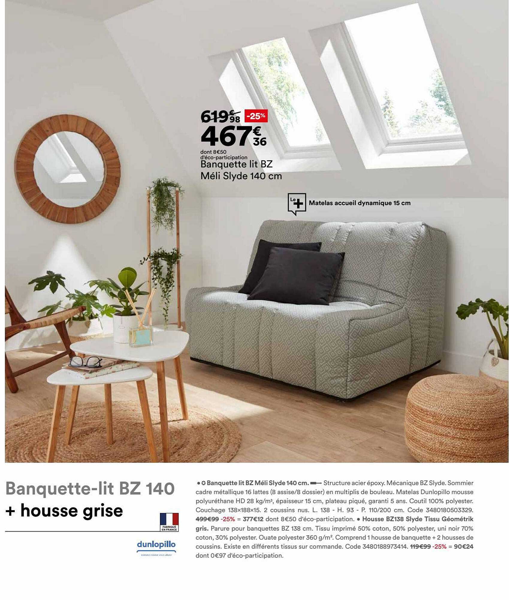 Banquette Lit Bz Méli Slyde 140 Cm