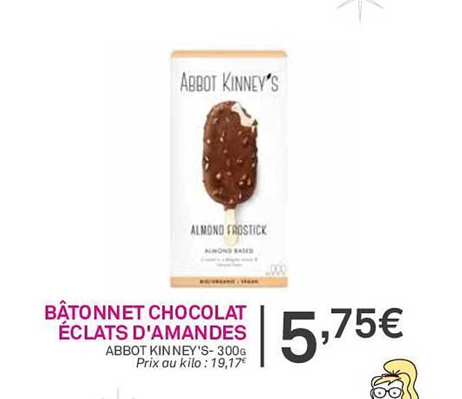 bâtonnet chocolat éclats d'amandes abbot kinney's