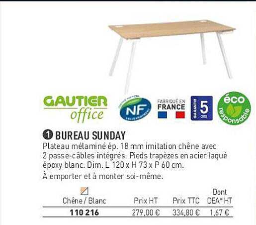 bureau sunday gautier office