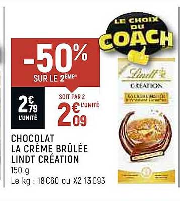 chocolat la crème brûlée lindt création