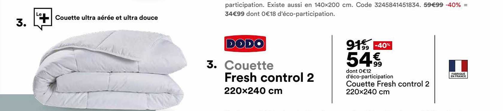 couette fresh control 2 220 x 240 cm dodo