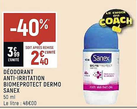 déodorant anti-irritation biomeprotect dermo sanex