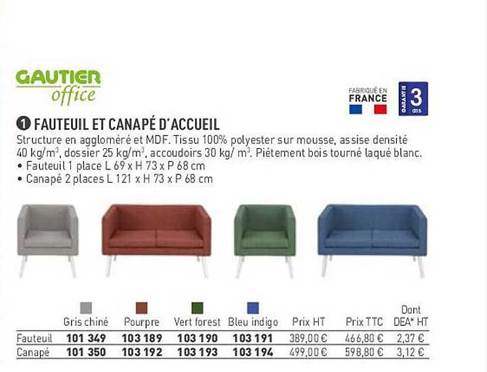 fauteuil et canapé d'accueil gautier office