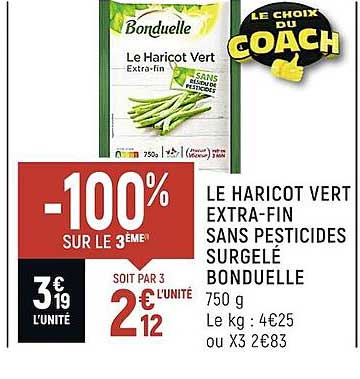 le haricot vert extra-fin sans pesticides surgelé bonduelle
