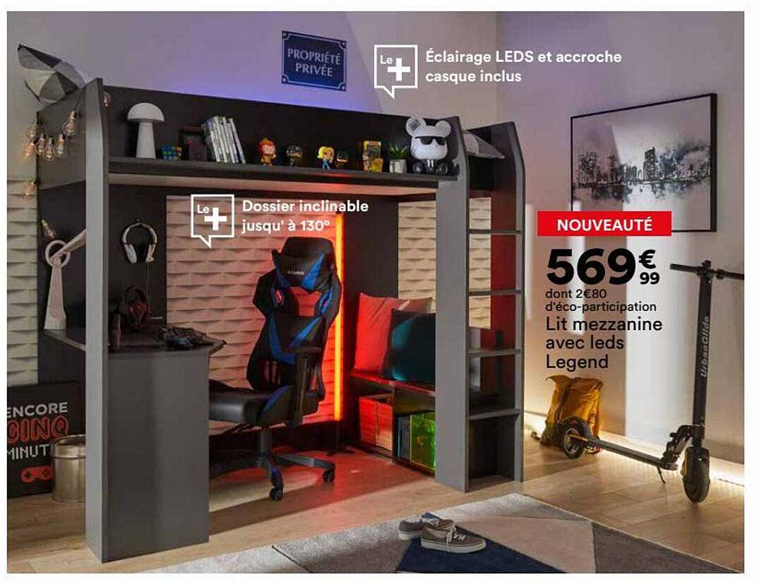 Lit Mezzanine Avec Leds Legend